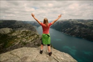 girl at top of mountain