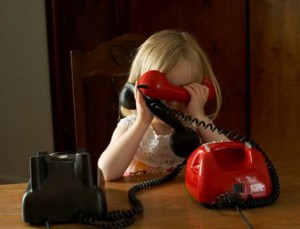 little girl with phone